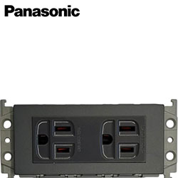 Panasonic國際牌 GLATIMA METAL系列 2.0mm接地雙插座125V-15A霧黑 WTGF1512MB